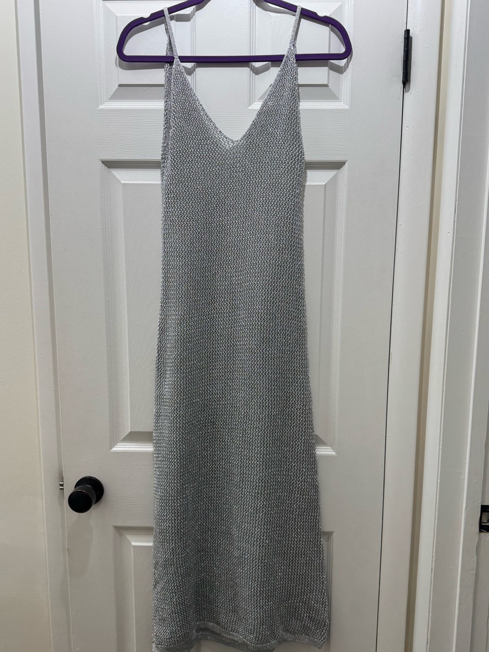 Zara Silver Knit Maxi Slip Dress